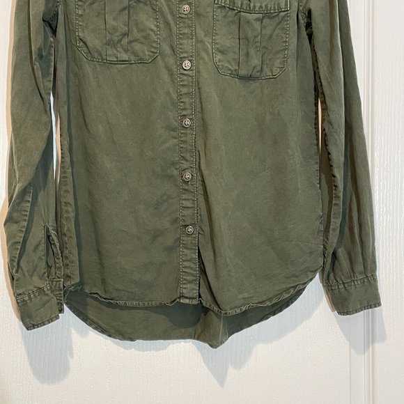 Articles of Society Womens Khaki 100% Tencel Shirt Size S like new - Picture 3 of 7